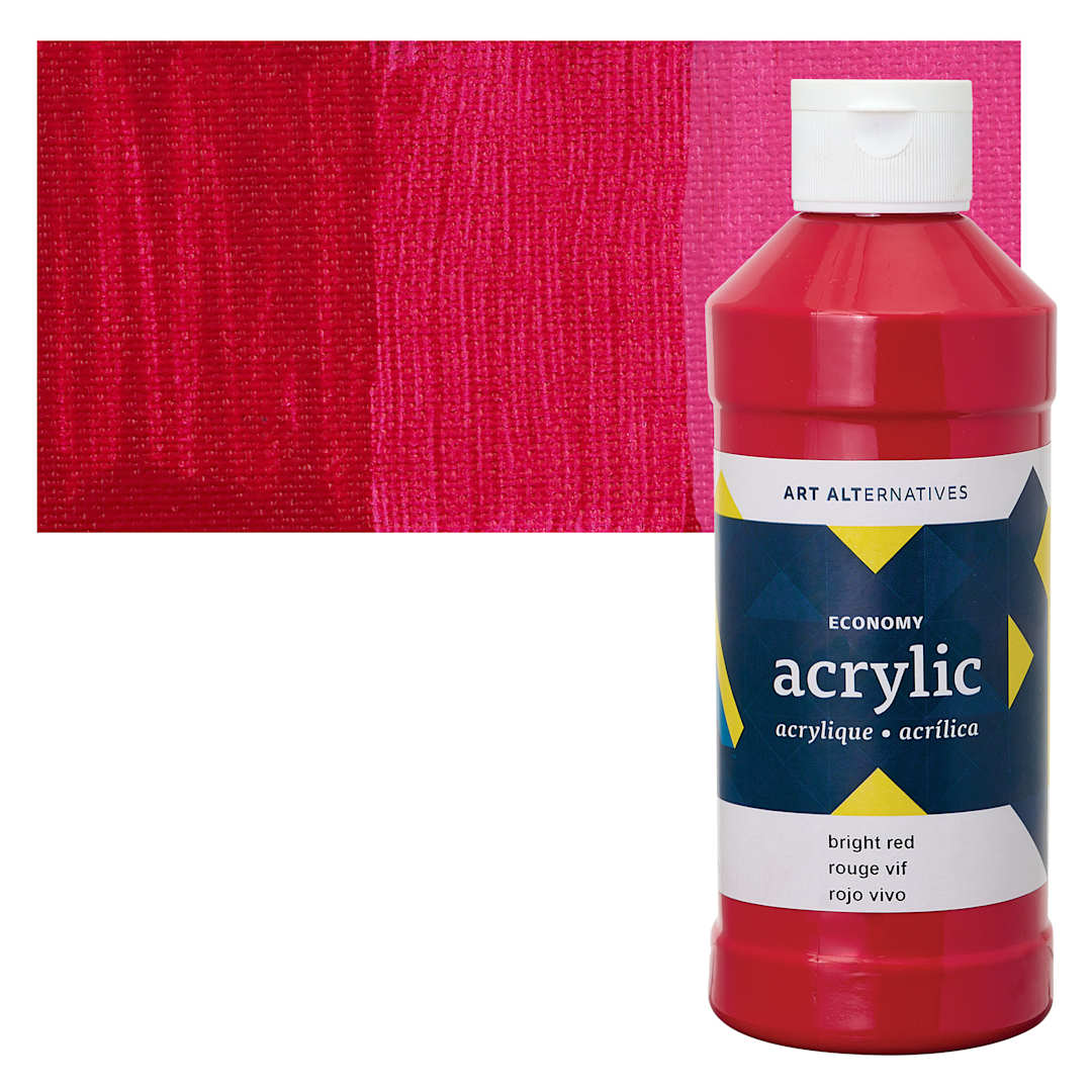 Open in modal - Art Alternatives Economy Acrylic -  Bright Red, 475 ml bottle and swatch