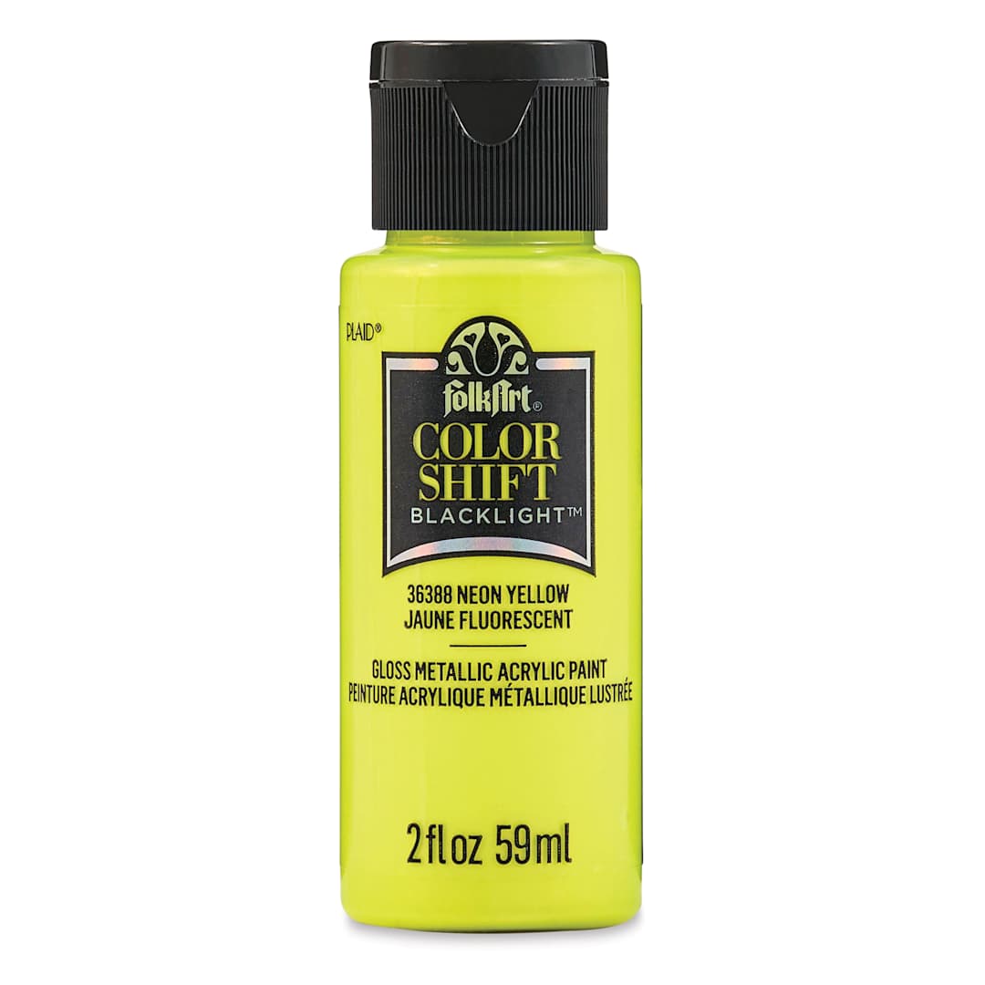 Open in modal - FolkArt Colorshift Blacklight Acrylic Paint - Yellow, 2 oz
