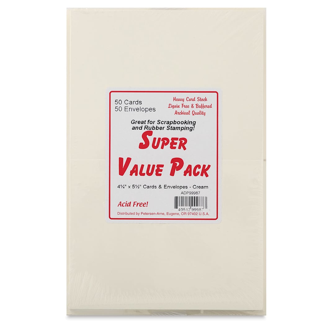 Open in modal - Paper Accents Super Value Cards and Envelopes - Front of package of 50pc Cream 4 1/4" x 5 1/2" cards