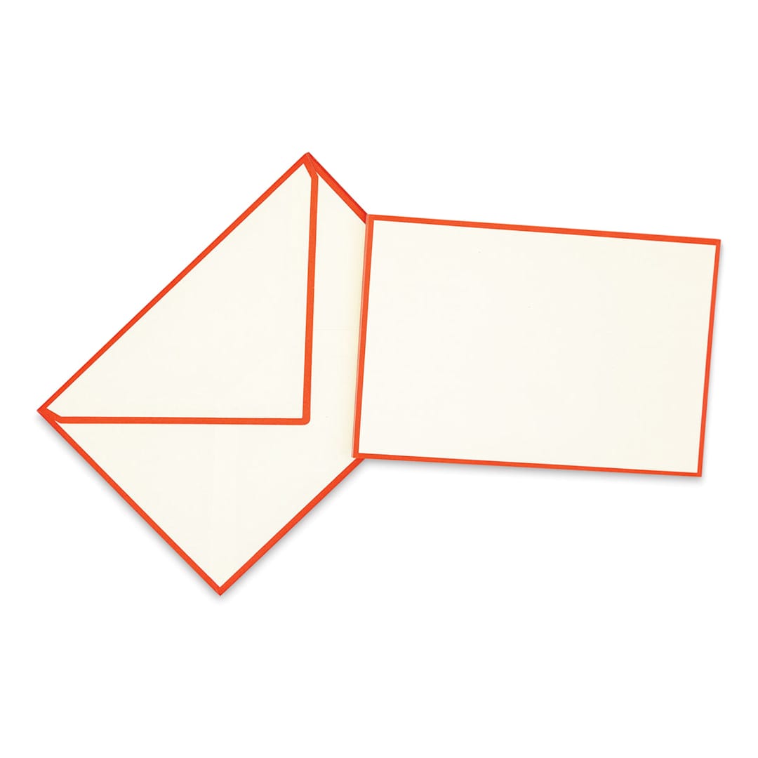 Open in modal - Original Crown Mill Color Edge Cards - Cream/Red, Pkg of 10 (card and envelope)