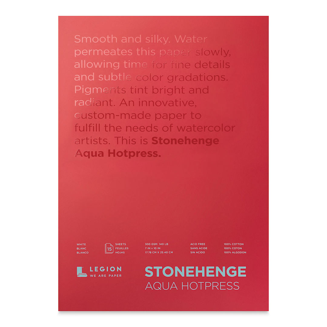 Open in modal - Legion Stonehenge Aqua Watercolor Block - Hot Press, 7" x 10", 15 sheets