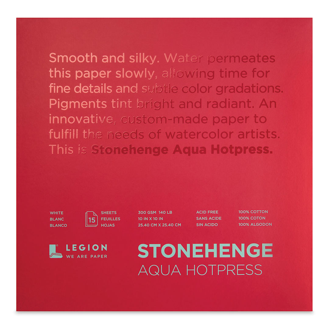 Open in modal - Legion Stonehenge Aqua Watercolor Blocks - Front Cover of 10" x 10" Hotpress Pad