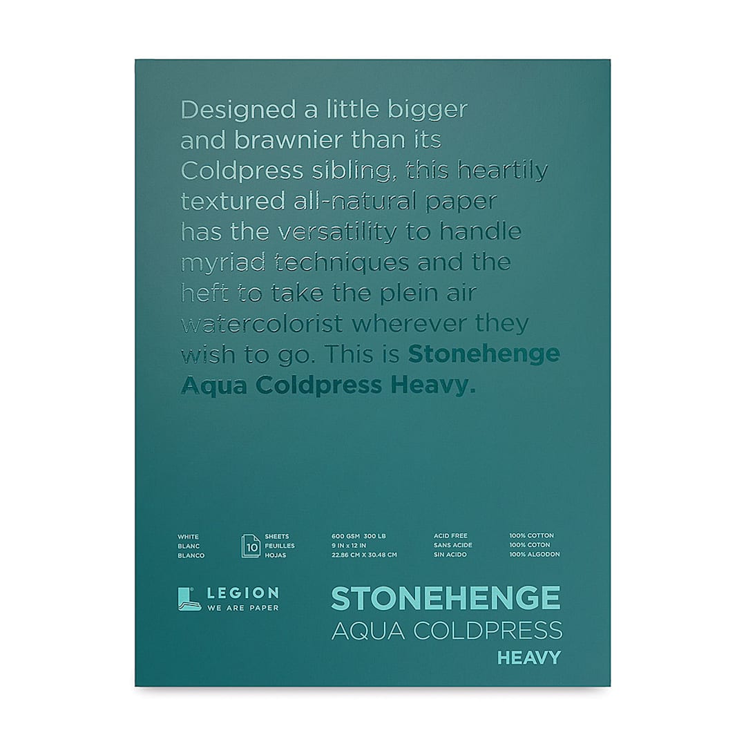 Open in modal - Legion Stonehenge Aqua Watercolor Block - Cold Press, 9" x 12", 300 lb, 10 Sheets