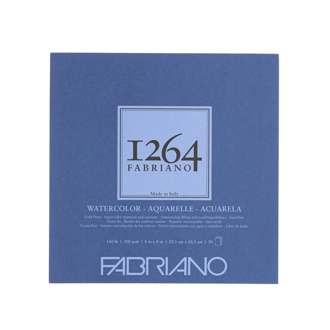 Open in modal - Fabriano 1264 Watercolor Pad, Glue Bound, 8”x8”, 140 lb, 30 Sheets