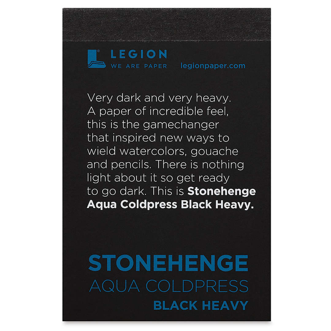 Open in modal - Legion Stonehenge Aqua Black Heavy Watercolor Mini Pad - 2-1/2" x 3-3/4", 5 sheets