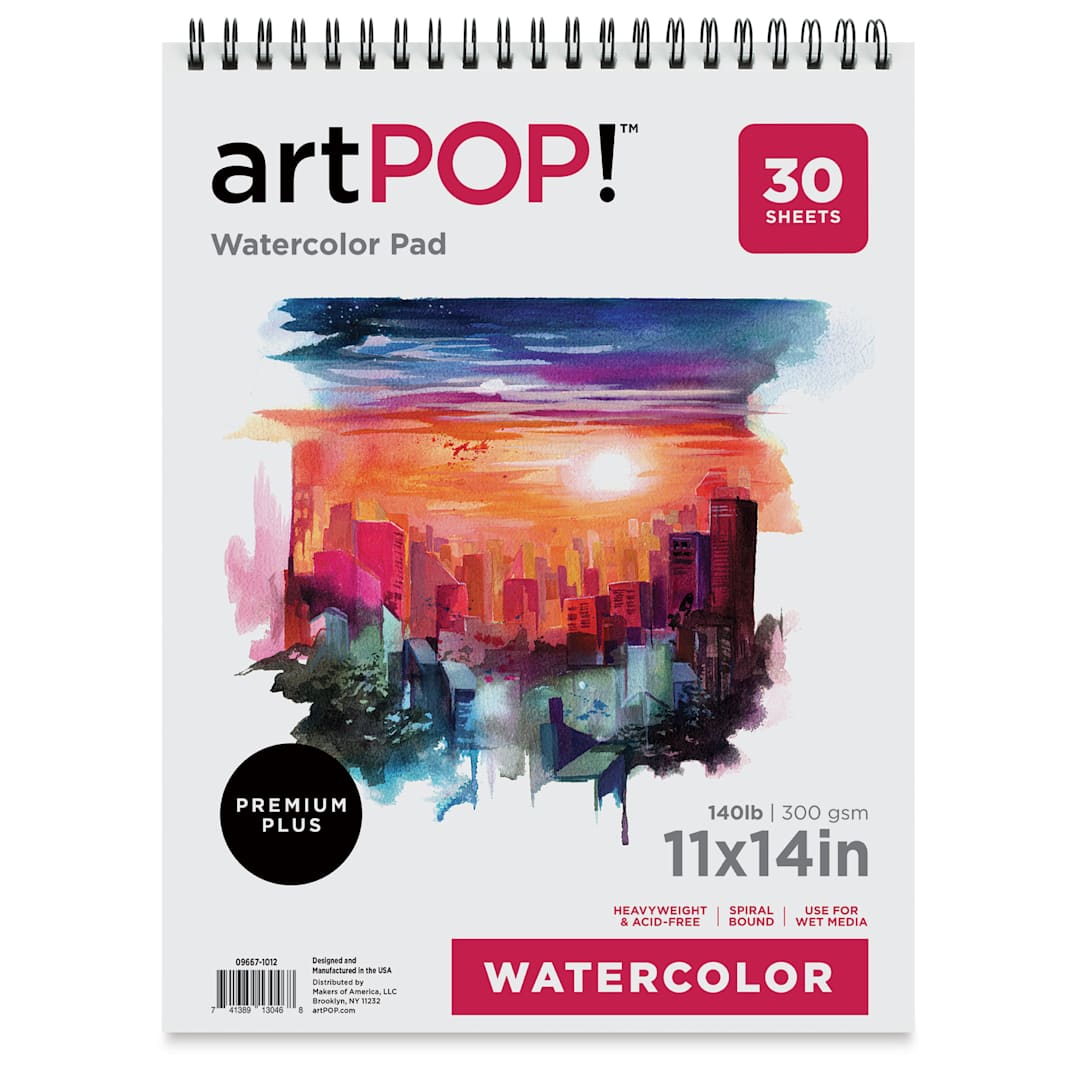 Open in modal - artPOP! Watercolor Spiral Bound Pad - 11" x 14", 30 sheets