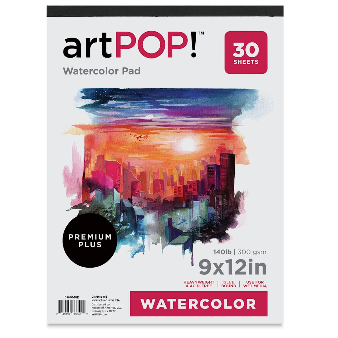 Open in modal - artPOP! Watercolor Pad - 9" x 12", 30 sheets, front of pad