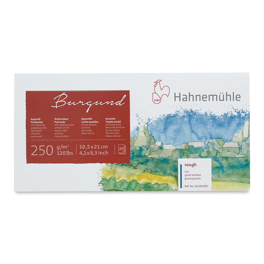 Open in modal - Hahnemühle Burgund Watercolor Postcard Pad - 4.1" x 8.3", 20 Cards (front cover)