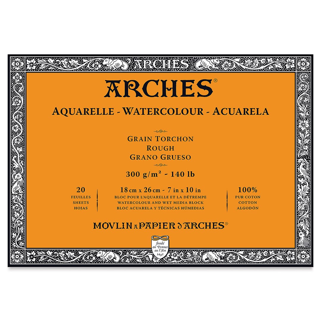 Open in modal - Arches Watercolor Block - 7" x 10", Rough, 20 Sheets