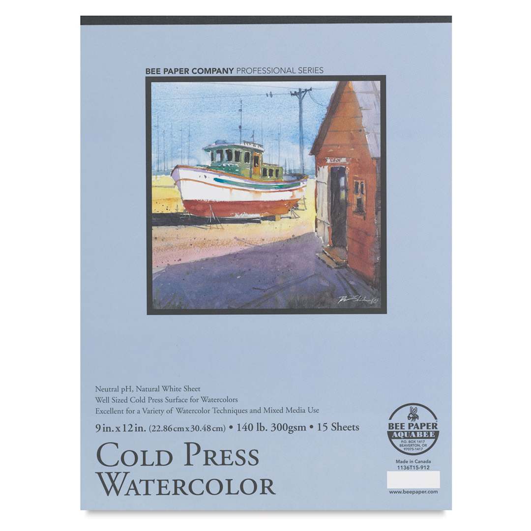 Open in modal - Bee Paper Aquabee Watercolor Pad - 9" x 12", 140 lb, 15 Sheets