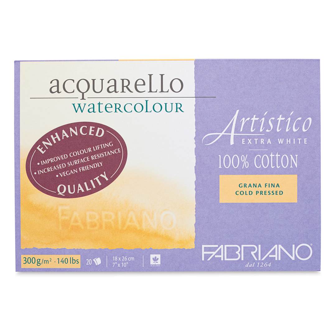 Open in modal - Fabriano Artistico Enhanced Watercolor Block - Extra White, Cold Press, 7" x 10"