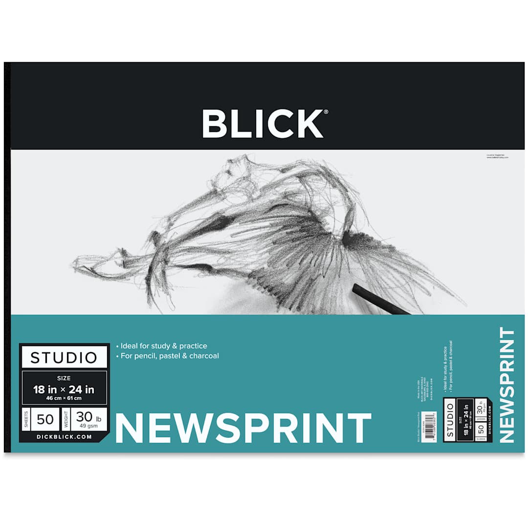 Open in modal - Blick Studio Newsprint Pad - 18" x 24", 50 Sheets, front of pad