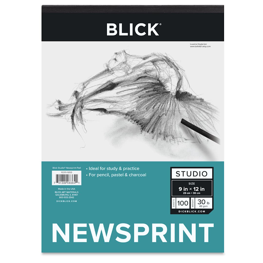Open in modal - Blick Studio Newsprint Pad - 9" x 12", 100 Sheets, front of pad