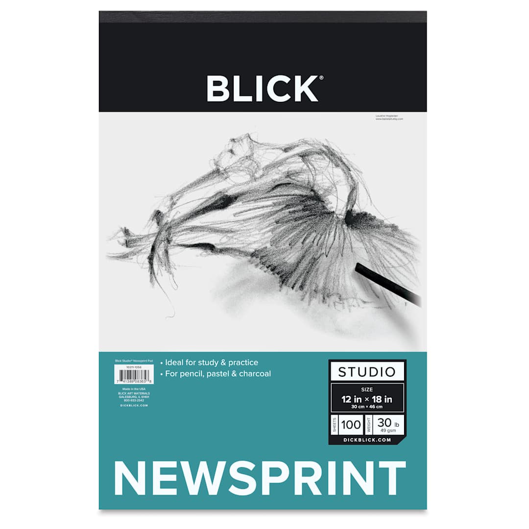 Open in modal - Blick Studio Newsprint Pad - 12" x 18", 100 Sheets, front of pad