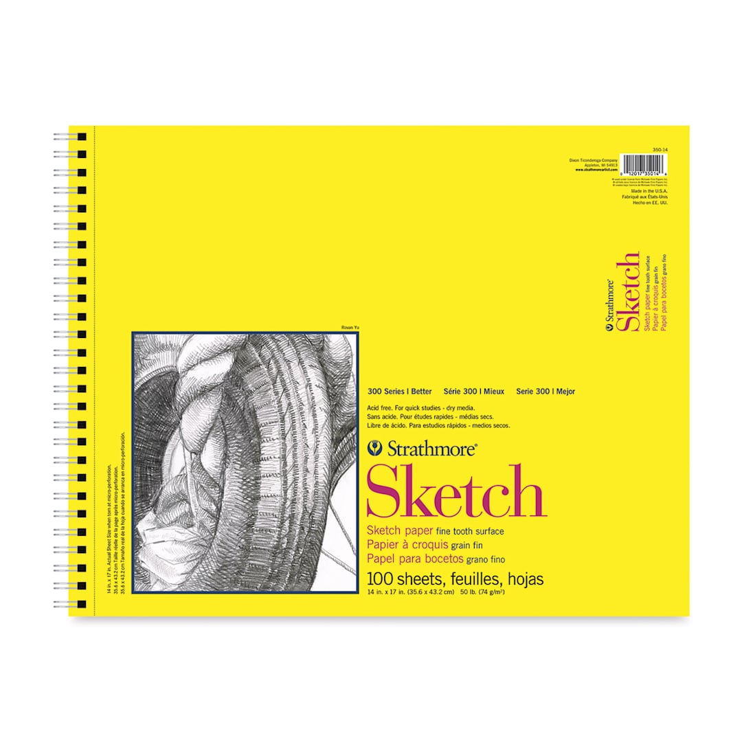 Open in modal - Strathmore 300 Series Wirebound Sketch Pad - 14" x 17", 50 lb, 100 Sheets