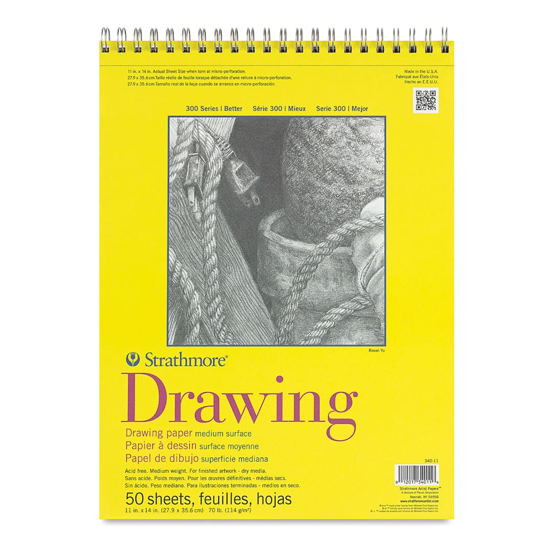 Open in modal - Strathmore 300 Series Drawing Pad - 11" x 14", Wire Bound, front cover