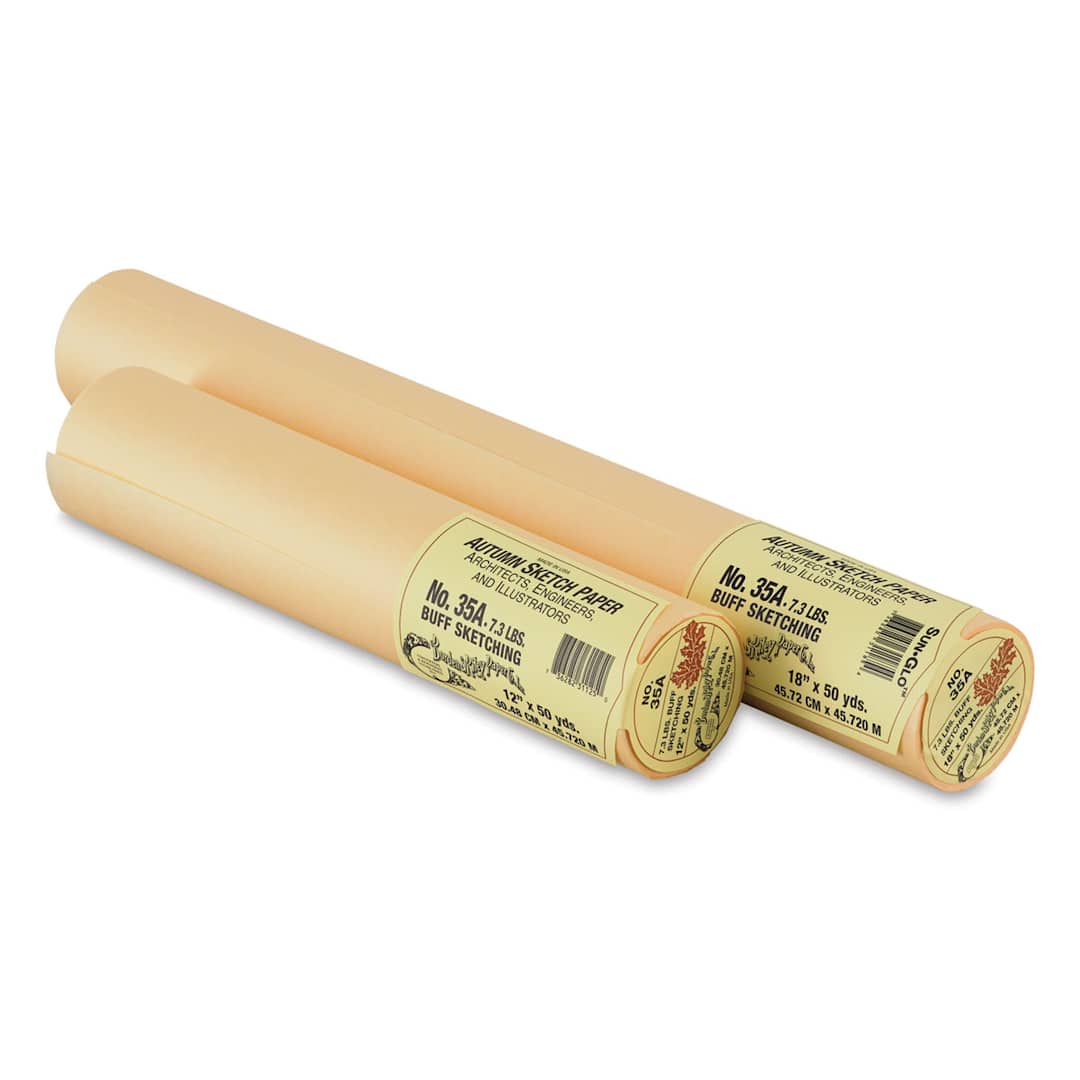 Open in modal - Autumn Sketch Paper Rolls - Rolls of 12" and 18" widths shown