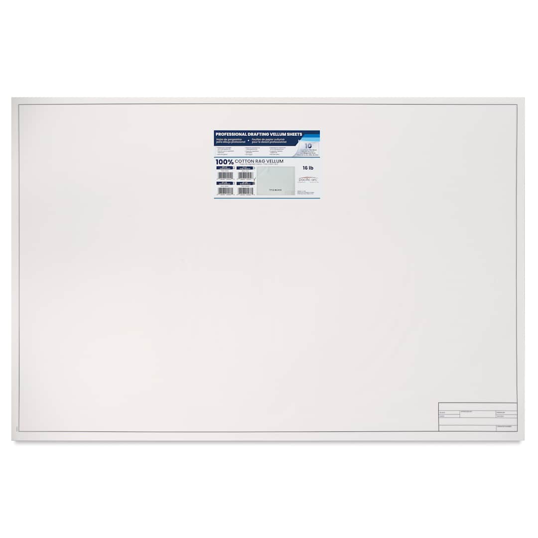 Open in modal - Pacific Arc Drafting Vellum Title Block - White, 24" x 36", 10 Sheets, in packaging