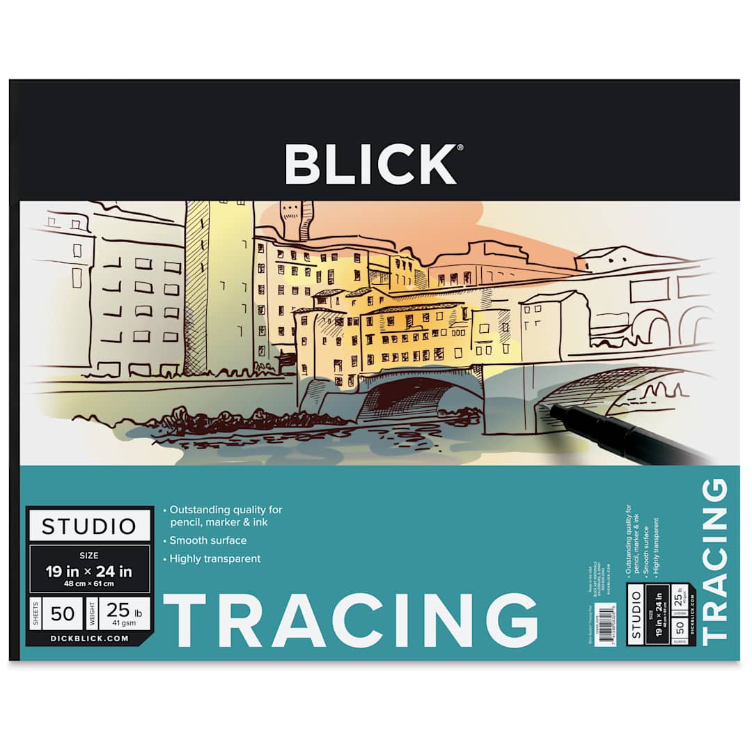 Open in modal - Blick Studio Tracing Paper Pad - 19" x 24", 50 Sheets, front of pad