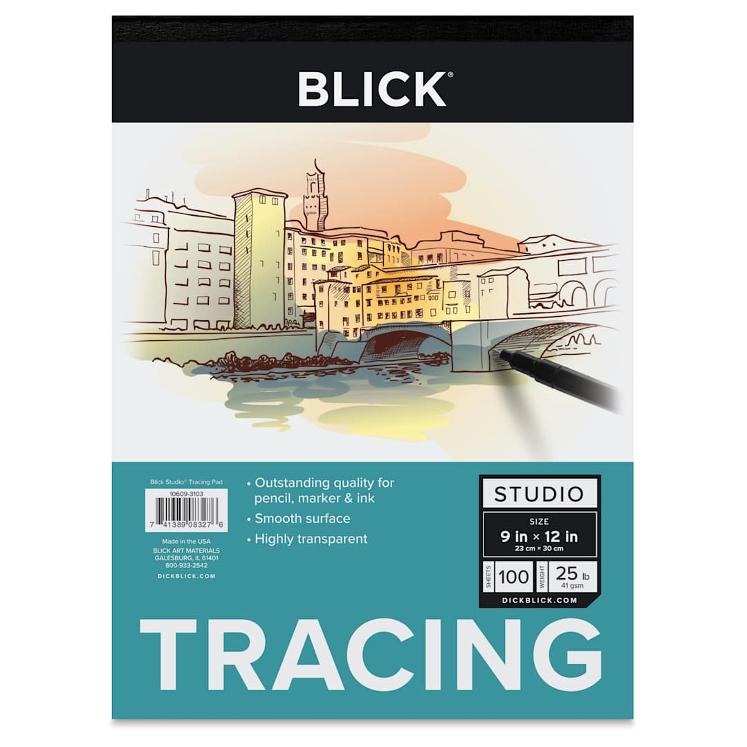 Open in modal - Blick Studio Tracing Paper Pad - 9" x 12", 100 Sheets, front of pad