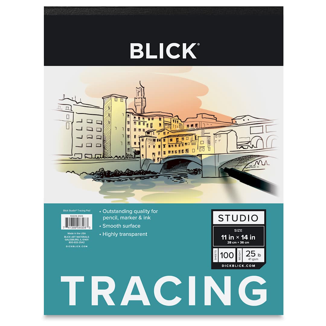 Open in modal - Blick Studio Tracing Paper Pad - 11" x 14", 100 Sheets, front of pad