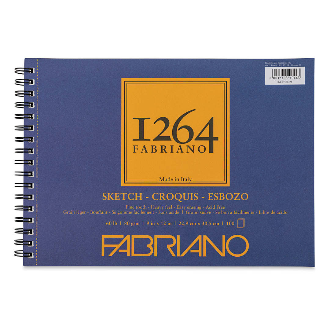 Open in modal - Fabriano 1264 Sketch Pad, 9" x 12", Spiral, 100 Sheets, Landscape