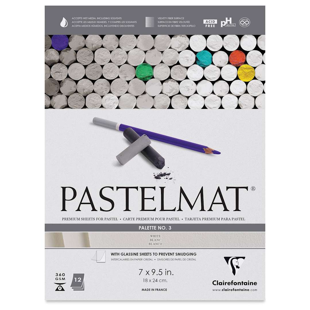 Open in modal - Clairefontaine Pastelmat Pad - 7" x 9-1/2", White, 12 Sheets (front cover)