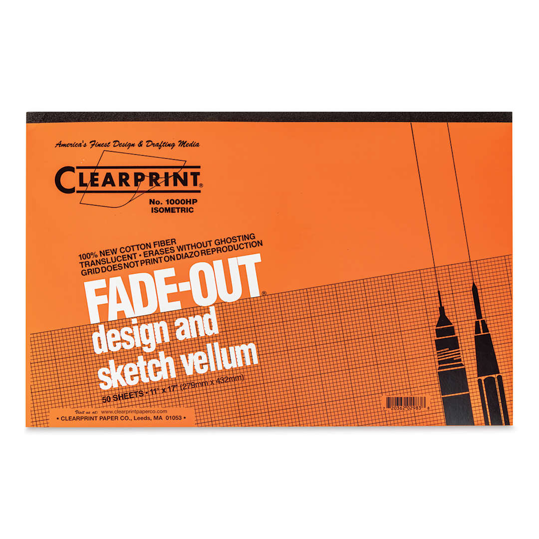 Open in modal - Clearprint Drafting and Design Fade-Out Vellum - 11" x 17", Isometric Grid, 50 Sheets - front