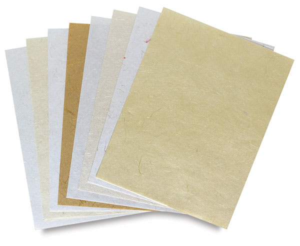 Open in modal - Shizen Decorative Paper By the Pound - Assorted Neutral Silks shown fanned
