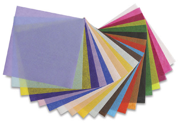 Open in modal - Blick Colored Tissue Assortments - 20 colors available in 100 pc assortment shown spread in fan