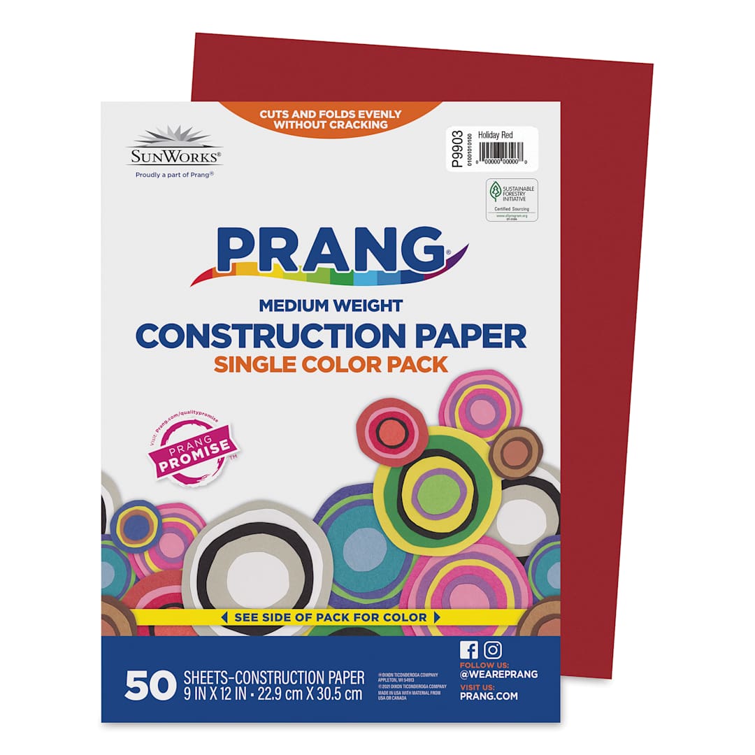 Open in modal - Prang Medium Weight Construction Paper - Holiday Red, 9" x 12", Pkg of 50 Sheets