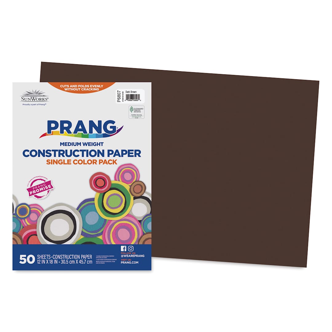 Open in modal - Prang Medium Weight Construction Paper - Dark Brown, 12" x 18", Pkg of 50 Sheets