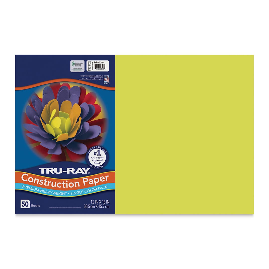 Open in modal - Pacon Tru-Ray Construction Paper - 12" x 18", Brilliant Lime, 50 Sheets