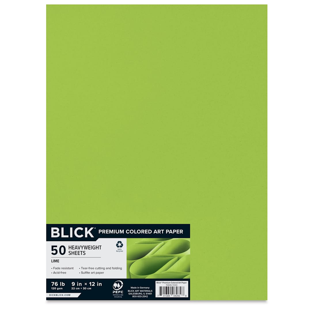 Open in modal - Blick Premium Colored Art Paper - 9" x 12", Lime, 50 Sheets