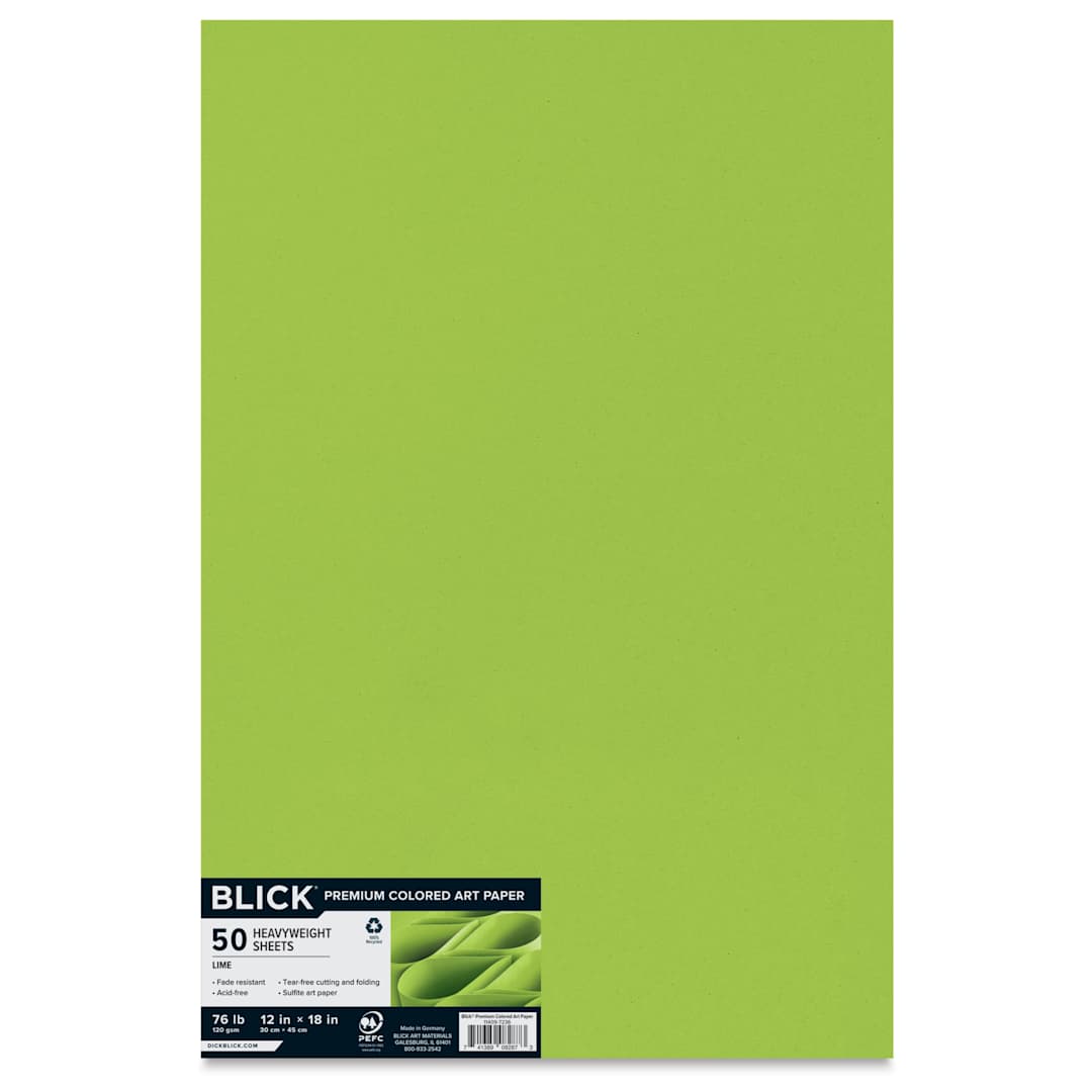 Open in modal - Blick Premium Colored Art Paper - 12" x 18", Lime, 50 Sheets