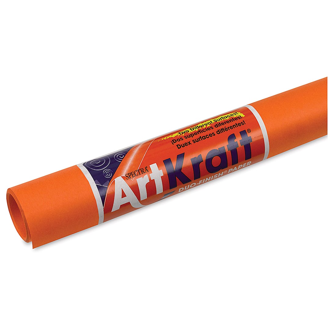 Open in modal - ArtKraft Duo-Finish Art Paper - Angled edge of Orange Roll with label