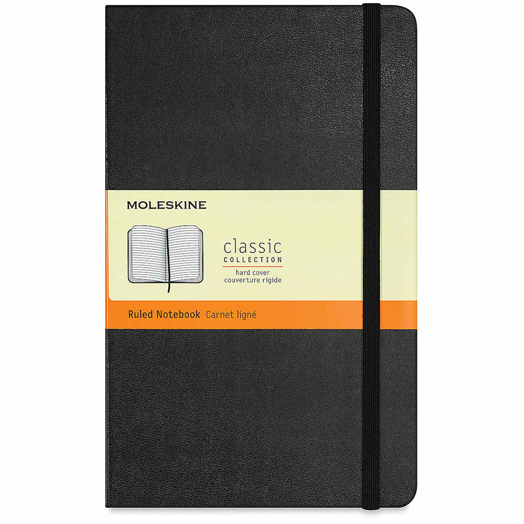 Open in modal - Moleskine Classic Hardcover Notebook - Black, Ruled, 8-1/4'' x 5''