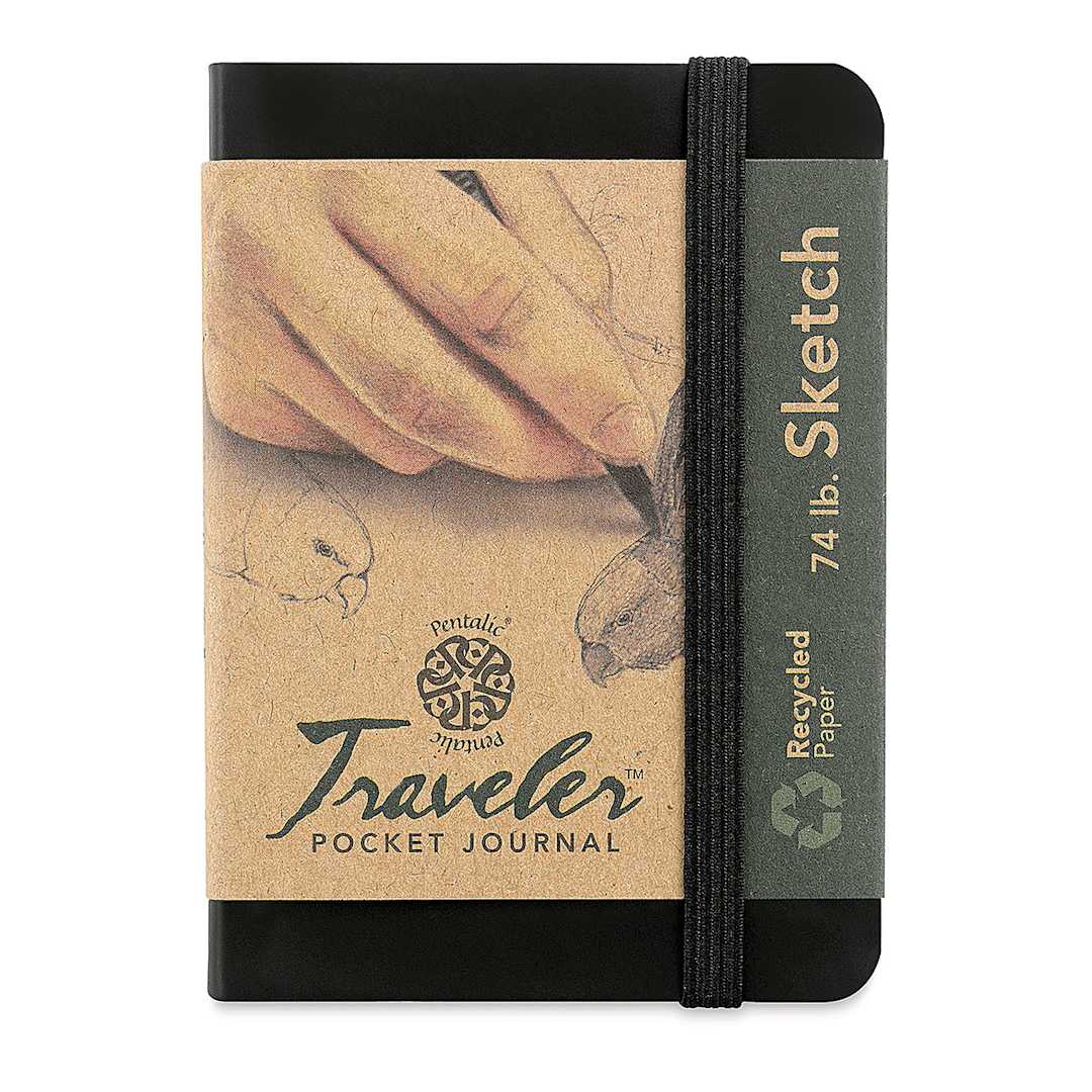 Open in modal - Pentalic Recycled Traveler's Sketchbook - 4-1/8" x 2-7/8", Black