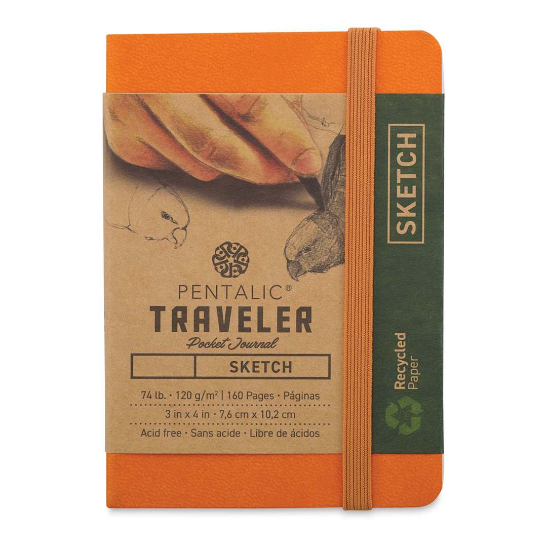 Open in modal - Pentalic Recycled Traveler's Sketchbook - 4-1/8'' x 2-7/8'', Orange