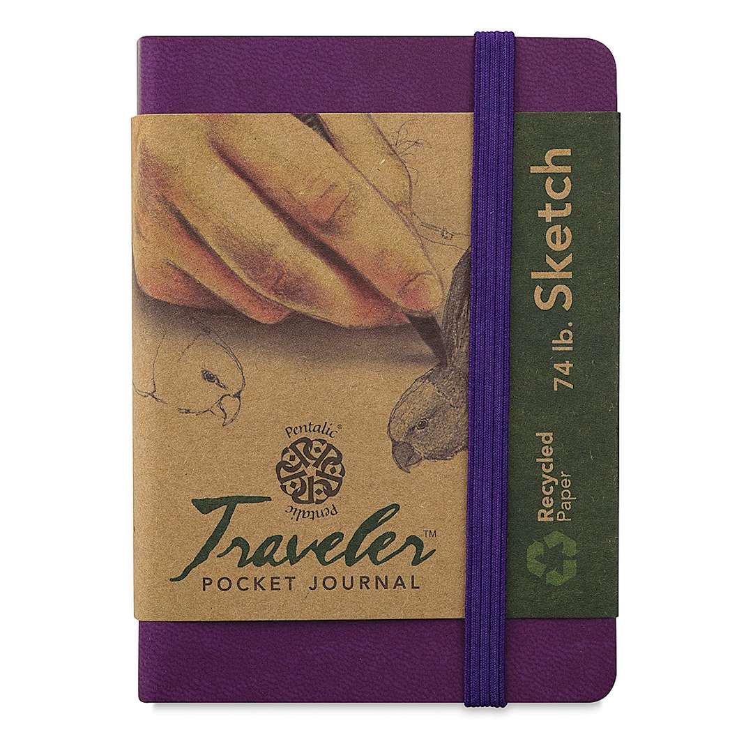 Open in modal - Pentalic Recycled Traveler's Sketchbook - 4-1/8" x 2-7/8", Purple