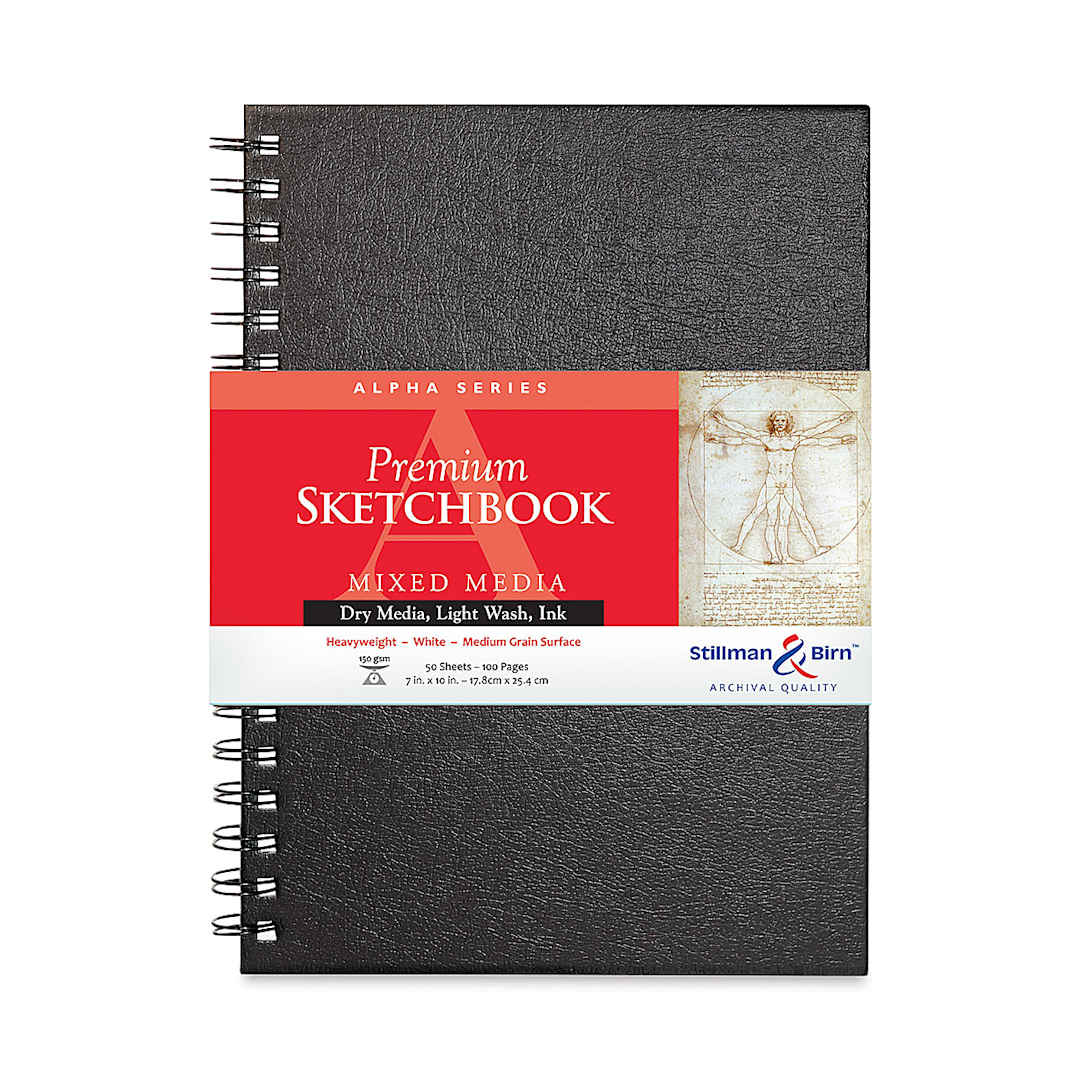 Open in modal - Stillman & Birn Alpha Series Spiralbound Sketchbooks - Front view of portrait sketchbook with label
