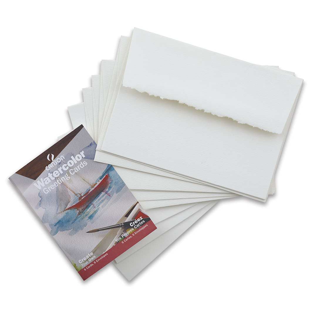 Open in modal - Canson Blank Watercolor Greeting Cards - White, Pkg of 6