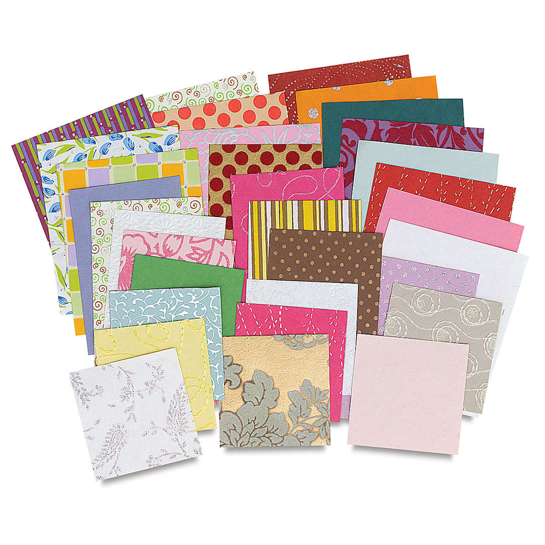 Open in modal - Decorative Paper Assortment - Spreads of assorted sizes and colors of paper 