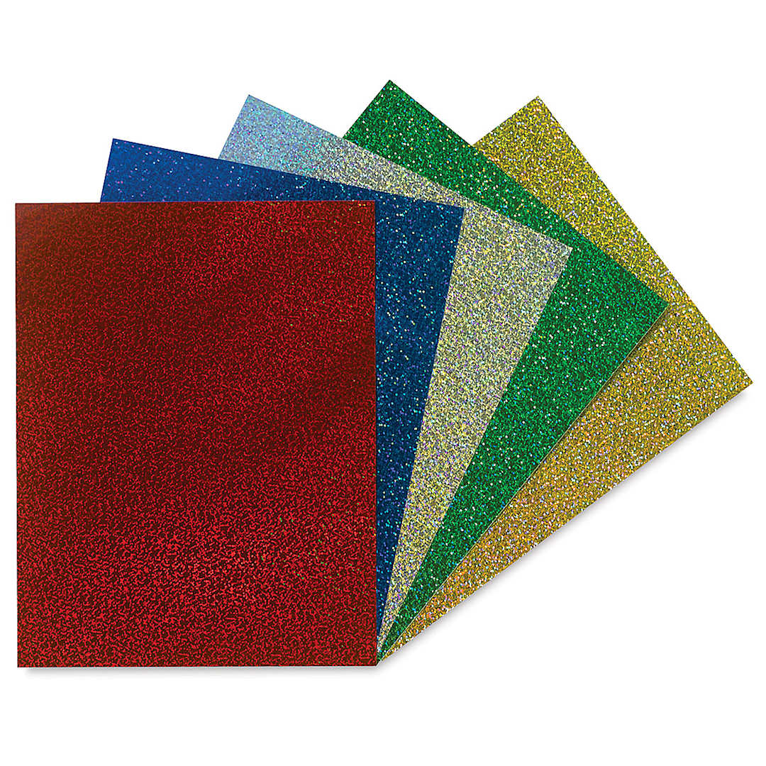 Open in modal - Holographic Self-Adhesive Paper - 5 sheets of Sparkle pattern in fan
