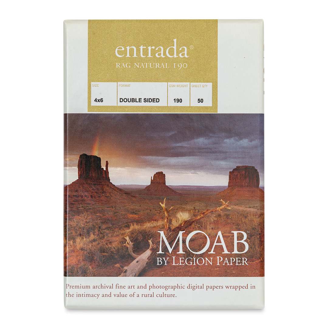 Open in modal - Legion Moab Entrada Digital Rag Paper - 4" x 6", Natural, 190 gsm, Pkg of 50
