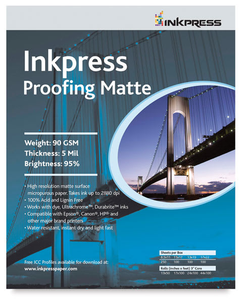 Open in modal - Inkpress Inkjet Paper - Front view of Proofing Matte Package 