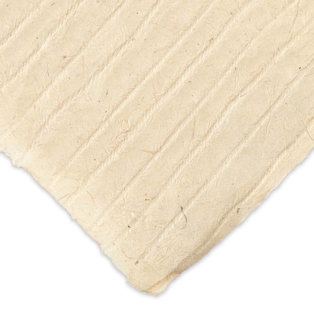 Open in modal - Lokta Paper - Textured Stripe, Cream, 20" x 30", Single Sheet (close-up of corner to show texture)