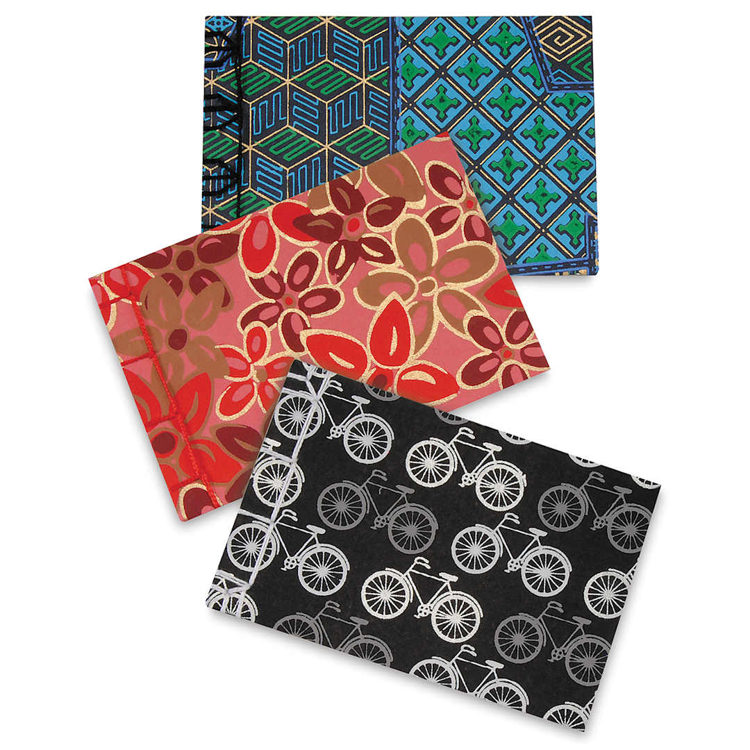 Open in modal - Books by Hand Japanese Stab Binding Kit - Three finished books shown
