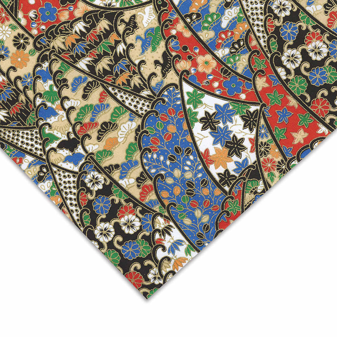 Open in modal - Aitoh Japanese Decorative Papers - Corner of Multicolor Birds and Flowers pattern shown