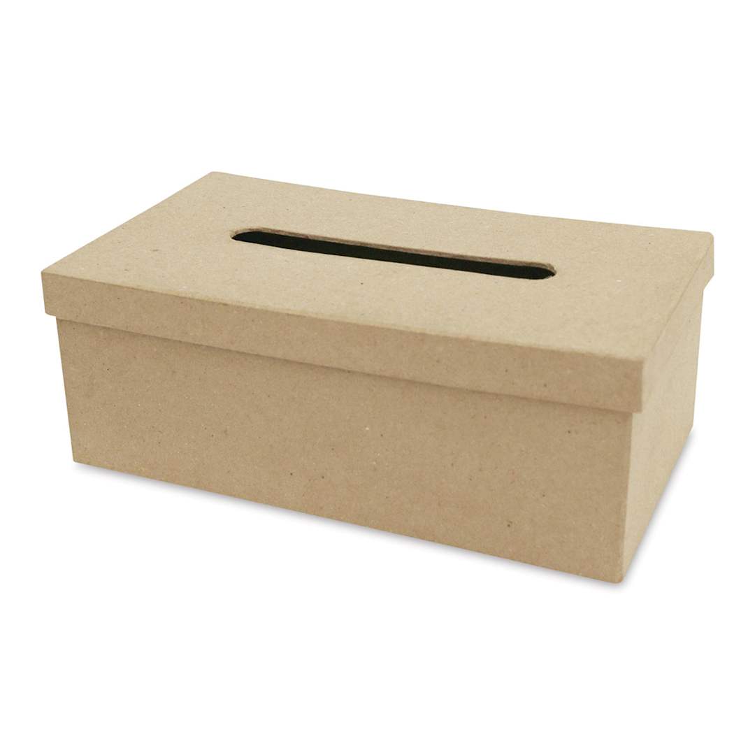Open in modal - DecoPatch Paper Mache Tissue Box - right angled view, undecorated